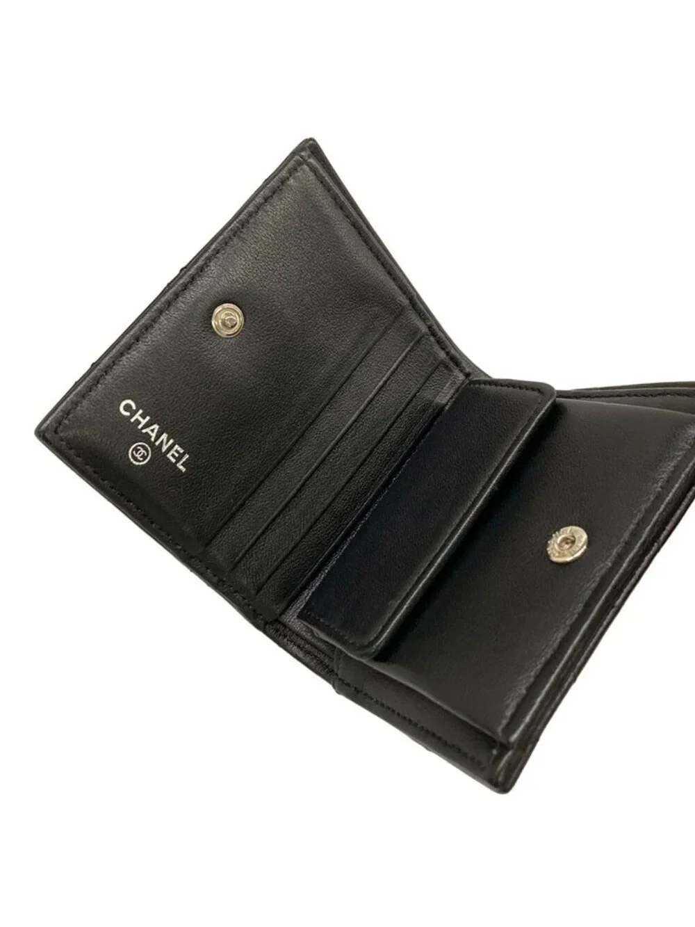 Chanel Bifold Wallet Quilted AP Black Silver Star Rhinestone Lambskin